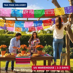 FUTUREPLUSX 1 Pack 18 Ft Papel Picado Banner Cinco De Mayo Decoration, Fiesta Pa