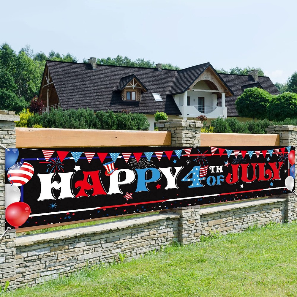 Sumind Happy 4th of July Decorations 70.87 x 15.75 inch, Black and Gold