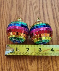 Rainbow Mini Disco Ball PRIDE Christmas Ornament or Rear View Mirror – Set of 2