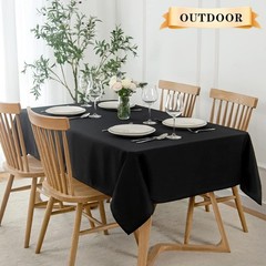 OUDIS Black Table Cloth Rectangle 60×102 Inches 6 Pack Polyester Table Cover for