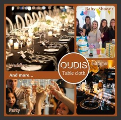 OUDIS Black Table Cloth Rectangle 60×102 Inches 6 Pack Polyester Table Cover for