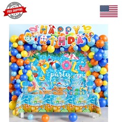 Pool Party Decorations, Summer Beach Pool Themed Birthday Party Supplies with…