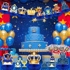 14 Pieces Royal Prince Themed Honeycomb Centerpiece Blue Little Table Decorat…