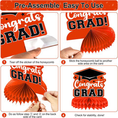 8 Pieces Class of 2026 Graduation Table Decorations – 2026 Congrats Grad Honeyco