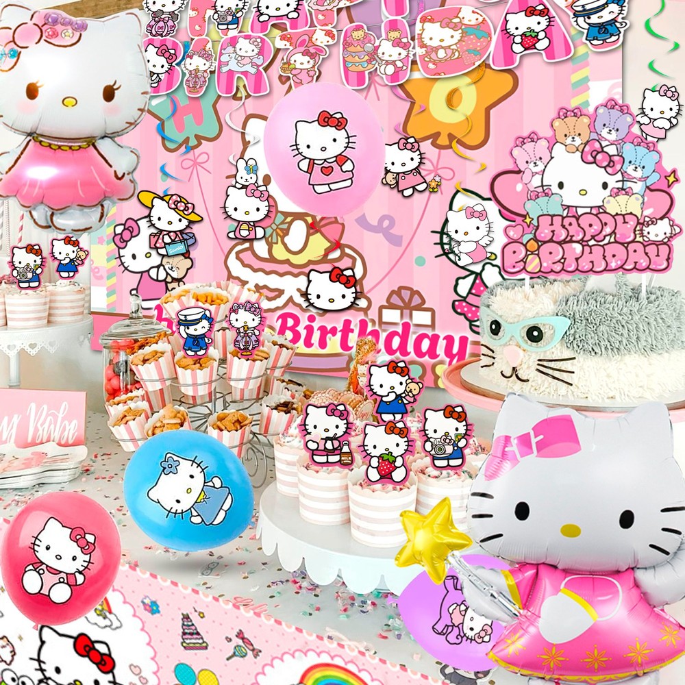 Hello Kitty & Friends Party Decor Sanrio Birthday Supplies Balloons Cake Toppers