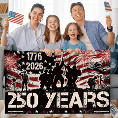 American 250Th Birthday Decoration, 3.6 X 6 Ft American 1776-2026 Backdrop USA B