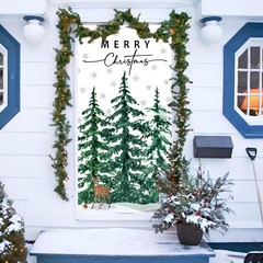 Christmas Door Cover Religious Front Door Decorations with Christ