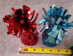 Two – 5 Ounce Metallic Foil Balloon Weights Blue And Red (1 each) #738