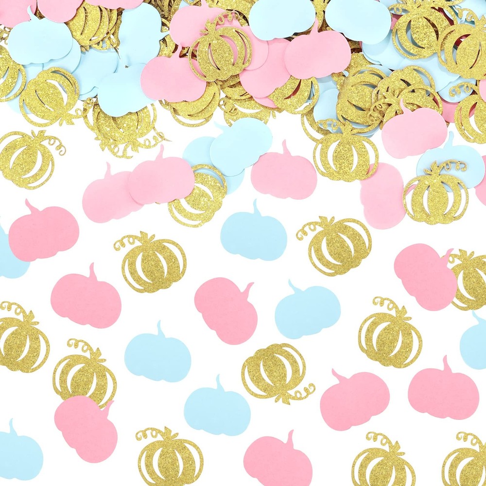 Fall Gender Reveal Decorations 500 PCS Pumpkin Confetti Baby Shower