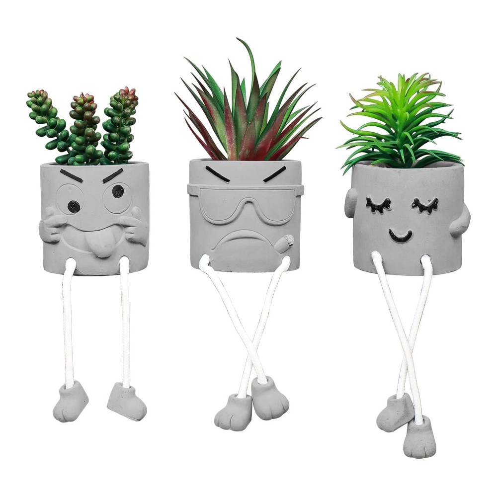 Zerzsy Artificial Succulent Set, Succulents Plants 3 Pcs Set/B, 3 Set/a