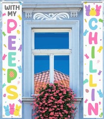 Happy Easter Decorations Bunny Colorful Peeps Porch Sign Door Banner 12″x71″