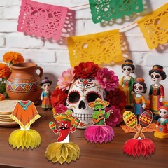 12 PCS Fiesta Mexican Party Decorations 8» Honeycomb Cinco De Mayo Taco Decor