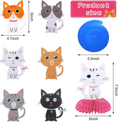 16 Pcs Cat Theme Birthday Party Decorations Party Supplies Kit, Includes Cat Par