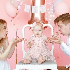 One Pink Tassel Highchair Banner Durable Bow Design Birthday Party Decor