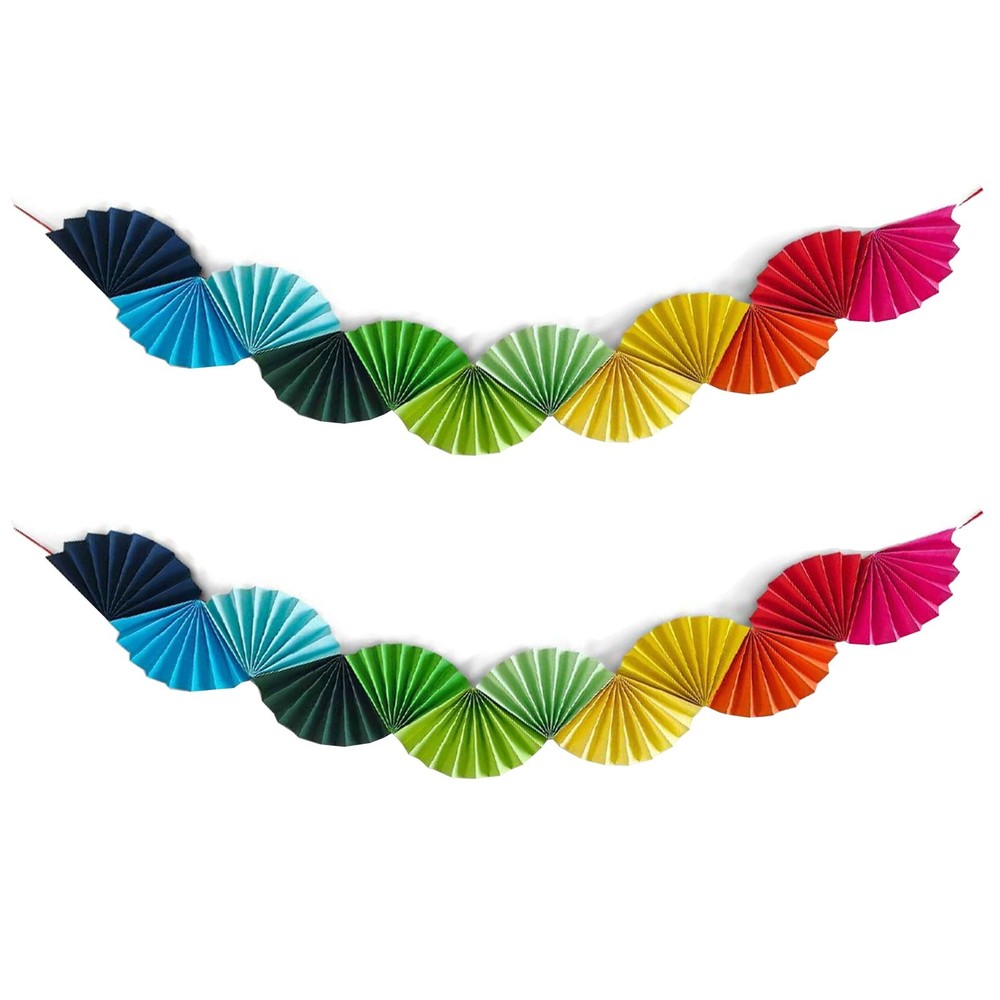 Banner Garland Fan-Shaped, Rainbow Colors Wall Decor Party Decorations for Bi…