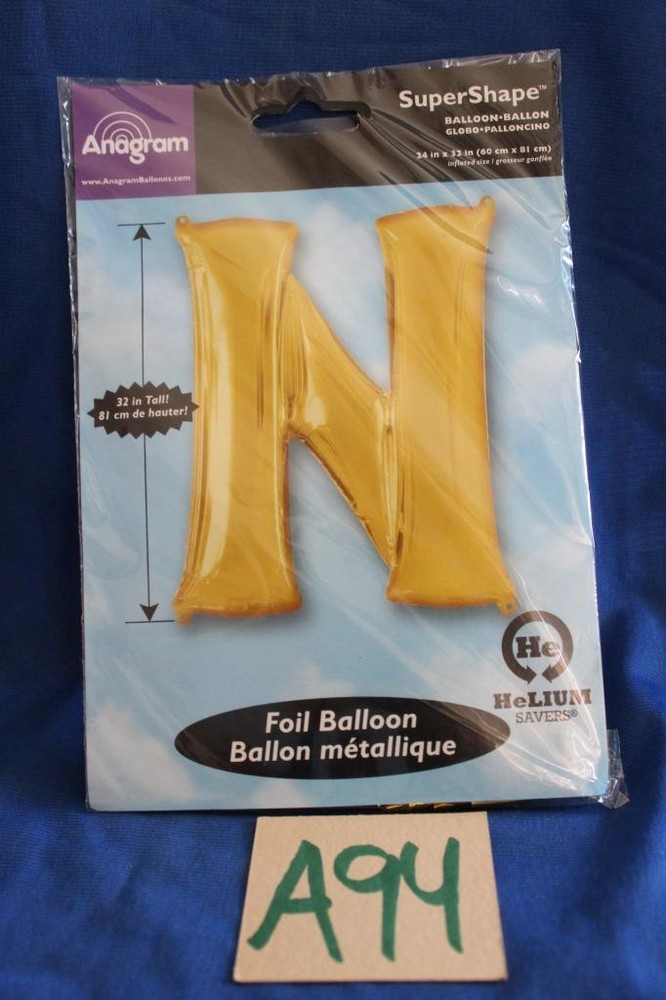 A94G ANAGRAM 32″ GOLD FOIL LETTER «N» PARTY BALLOON