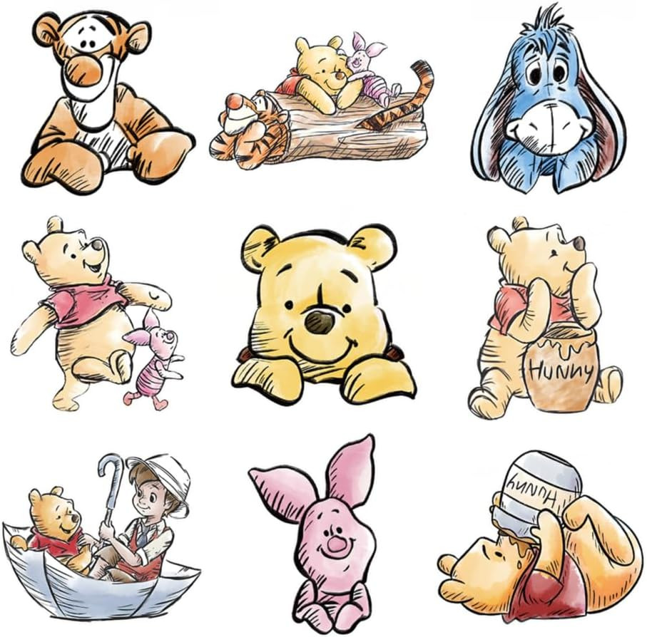 9PCS Large Cute Bear Party Supplies, 12 Inches Large Cute Bear Cutouts with Stan