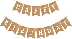 Happy Birthday Bannner, Pre-Strung Burlap Bannner, Happy Birthday Sign for Birth