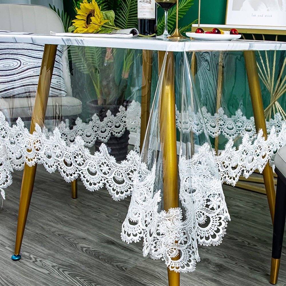 Jeloris Clear Rectangle PVC Vinyl Waterproof Tablecloth – Easy Clean