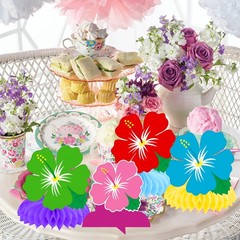 11 PCS Hibiscus Flower Honeycomb Centerpieces Hawaiian Tropical Luau Party