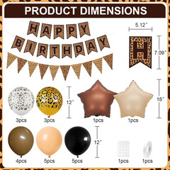 Leopard Birthday Decorations, Gold Cheetah Print Animal Balloons Brown Black and