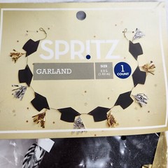 Graduation Garland Mortar Board Black Gold Silver 6 Ft