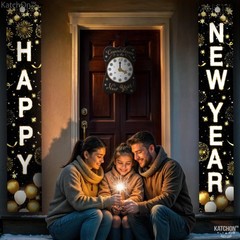, XtraLarge Happy New Year Banner – 72×12 Inch | Porch Banner for New Years E