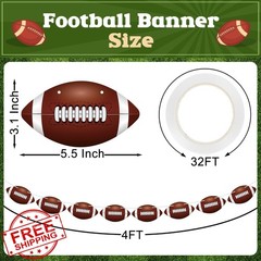 4 Pack Football Party Decorations, 32 PCS Football Cardboard Pre-Assemble Gam…