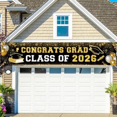 Black and Gold Graduation Decorations 2026 Banner Graduation Yard Signs Class of