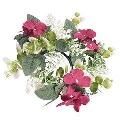 Decorative Candle Ring with Hydrangea Design for Table Centerpieces