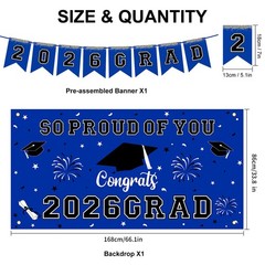 59Pcs Graduation Decorations 2026 Backdrop Balloons Banner Centerpiece Hangin…