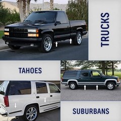 Black Side Body Trim Molding Compatible with 1988-1998 Chevy GMC Tahoe Suburban