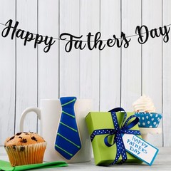 Happy Fathers Day Decorations Banner Black Glitter, Father’s Glitter