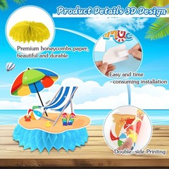 8PCS Summer Beach Pool Party Decorations, Honeycomb Centerpieces