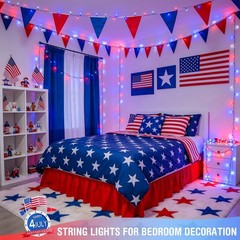 Versatile 250 LED Red White & Blue Lights – 91.5ft Connectable Costume Decor