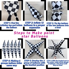3 * 12 Pcs Black White Checkered Explosion Pointed Star Foil Balloons/Tallade…
