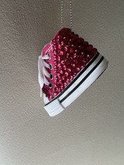 Retro Baby Converse Shoe Ornament Bedazzled Faux Gems Rhinestone 70s 80s Gift
