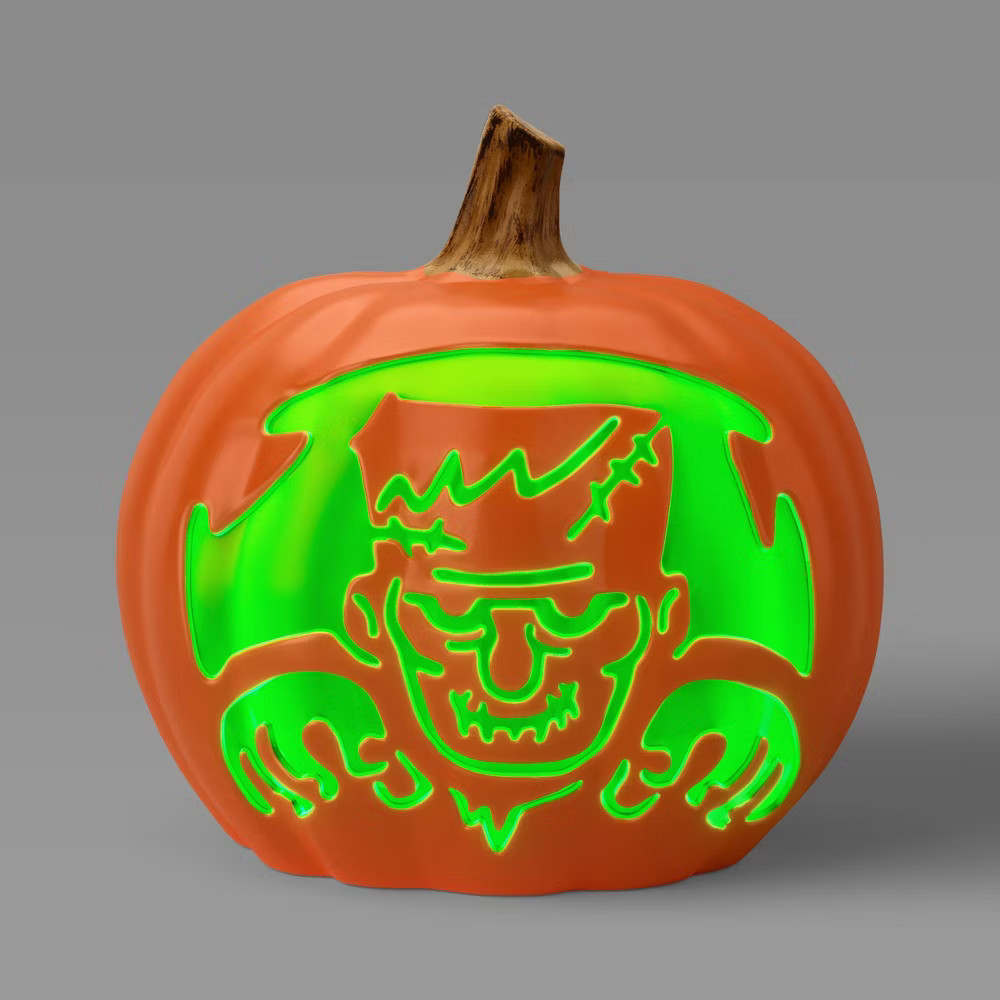 16.5″ Lit Pumpkin Monster Halloween Decorative Prop with Timer – Hyde and