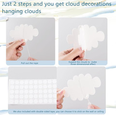 16 Pcs 3D Cloud Decorations Hanging Clouds for Ceiling Artificial Clouds Props F