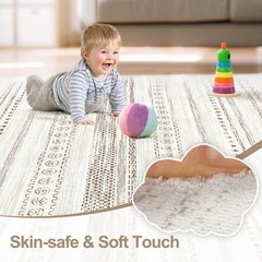 5×7 Washable Area Rug: Non Slip Soft Thin Carpet, Boho Geometric Modern Decor…
