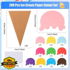 MixTeach Paper Ice Cream Cutouts 200pcs