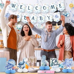 Under the Sea Baby Shower Decorations, Ocean Animals Decorations Include Welc…
