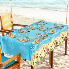 Complete 122PCS Summer Tableware Set: Tropical Plates, Forks & Tablecloth for 30