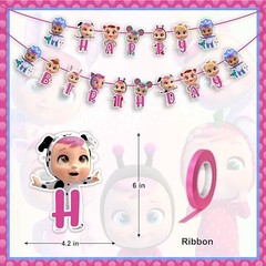 «– Cute Baby Doll Cartoon Theme Party Cri Babes Happy Birthday Banner