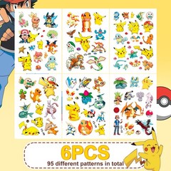 Pokemon Kids Tattoo DIY Stickers Set Pikachu Character Party Birthday Game Decor