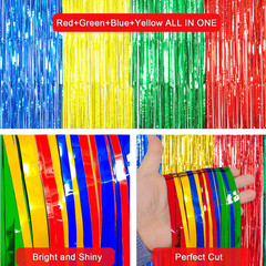 Super Bros Birthday Party Decoration, 4 Pack Red Green Blue Yellow 3.3 X 6.6Ft F