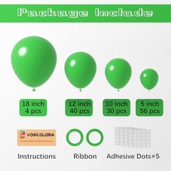 130pcs Green Balloons Different Sizes 18″ 12″ 5/10/12/18 inch – 130pcs 25 Green