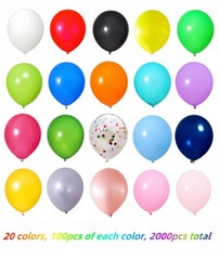 2000 Pcs Balloons Bulk 12 inch Assorted Colors Rainbow Latex Balloon 12 Color…