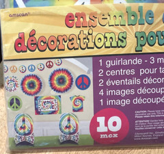 10 Piece Party Room Decorating Kit Peace Signs by Amscan Tie Dye Decorations