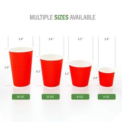 Restaurantware 500-Ct Disposable Red 4-Oz Hot Beverage Cups Ripple Wall Design
